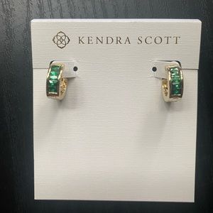 Kendra Scott Green and Gold Small Hoop Earrings